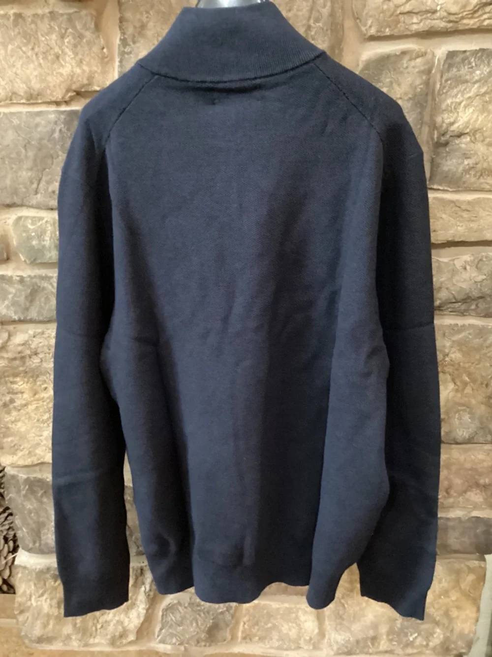Polo Ralph Lauren Men's Mesh Knit Cotton Quarter Zip Sweater XL Navy Heather NWT